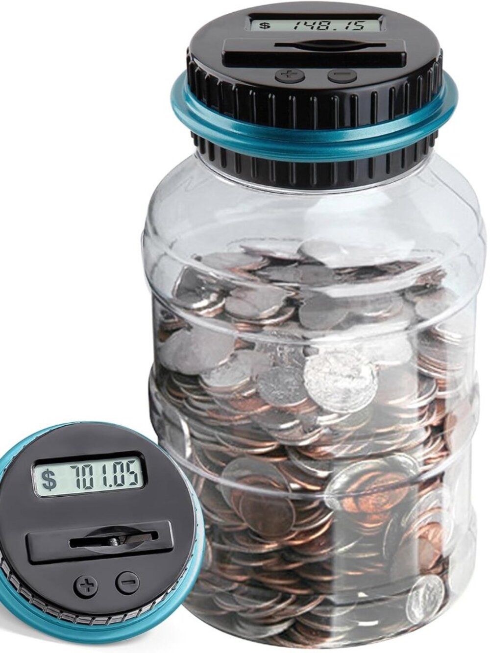 Large Piggy Bank for Boys Adults, Digital Coin Counting Bank with LCD Counter, 1
